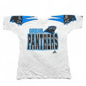 Carolina Panthers Apex One 90s USA made NFL Football Sleeve Print Tee T-Shirt XL
